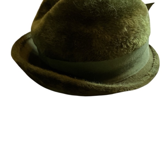 60’s Amy New York Vintage Forest Green Fuzzy Alpine Fedora Women’s Hat - Picture 5 of 9